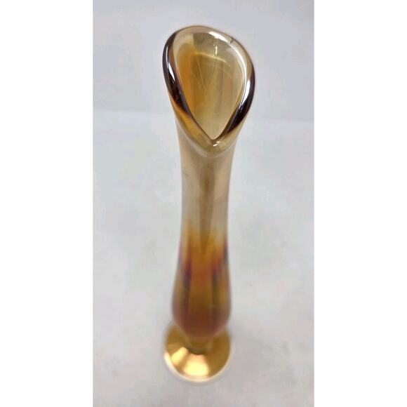 Vintage Swung Carnival Glass Vase Marigold Orange 12" - Picture 10 of 14